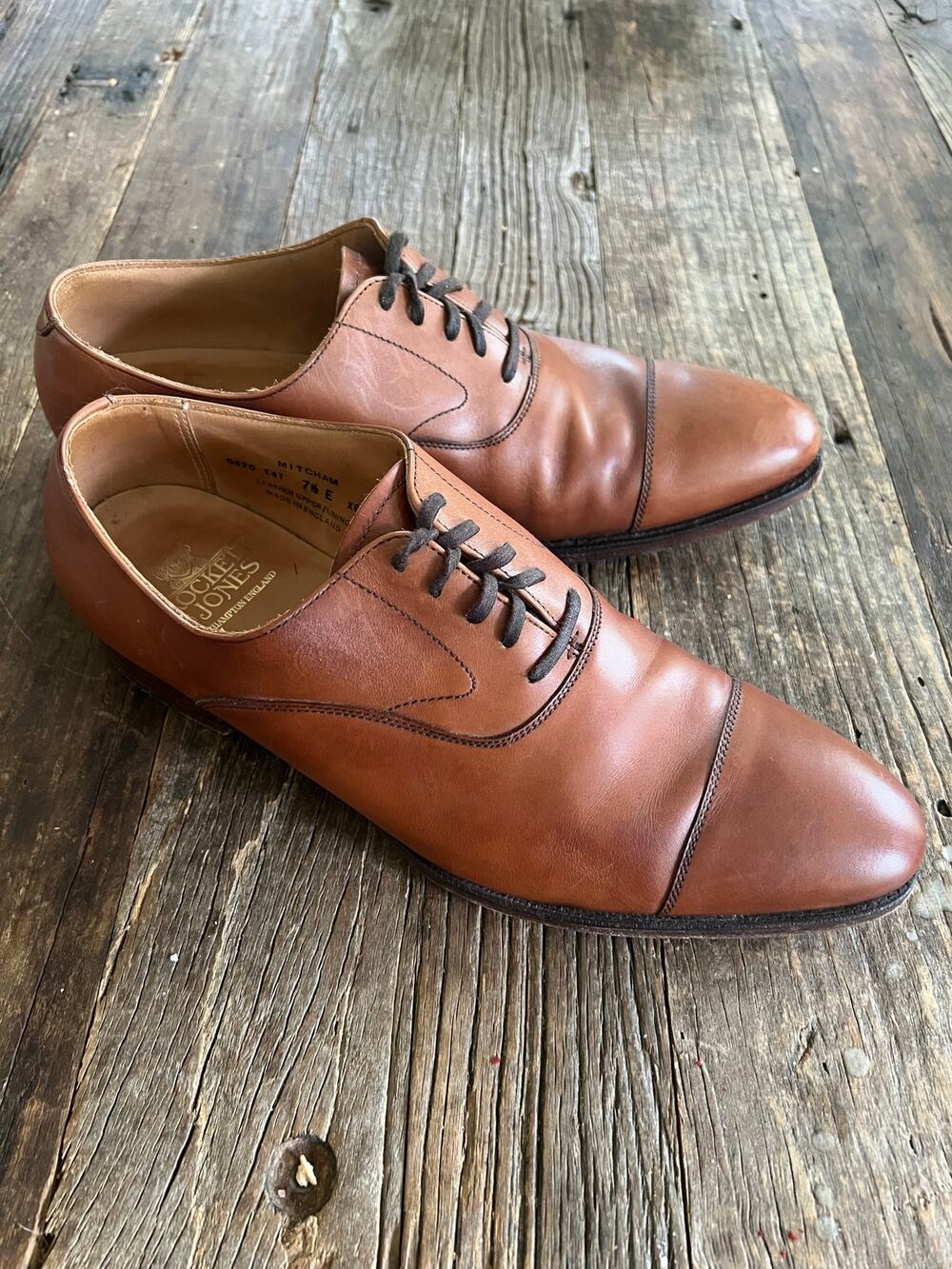 Crockett & Jones Mitcham Oxford Dress Casual Shoes Brown Size 7.5 E JL